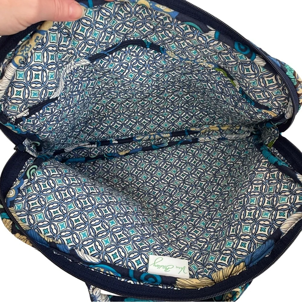 Vera Bradley Laptop Bag Blue Floral Quilted 14.5x11.5 with Zipper Pocket - Picture 5 of 6